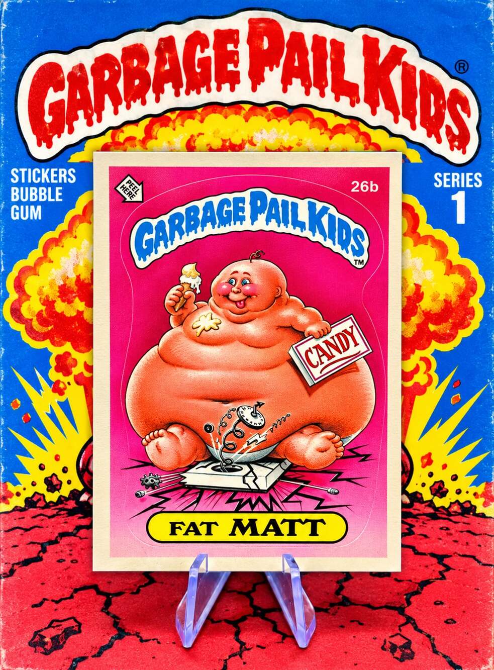 TRUE 1985 SERIES 1 Topps GARBAGE PAIL KIDS Fat Matt 26b Trading Card GPK MINT!